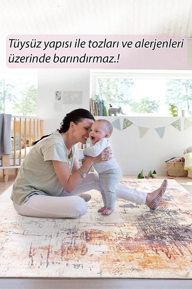 Moden Salon, Mutfak, Genç Odası Halısı, Dokuma Taban Dekoratif Şönil Renkli Halı Funk Al 262 - 8