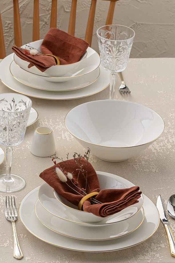 Elmira Gold Fine Bone 59 Parça 12 Kişilik Yemek Takımı - 3