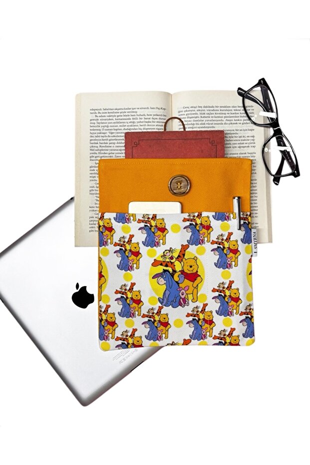 Yellow Multi-Purpose Book/Tablet/Ebook Case - Teddy Bear and Friends