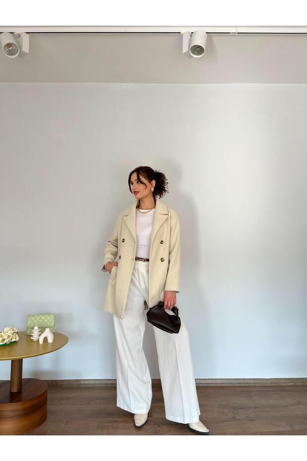 Oversize Houndstooth Double Breasted Coat - 5