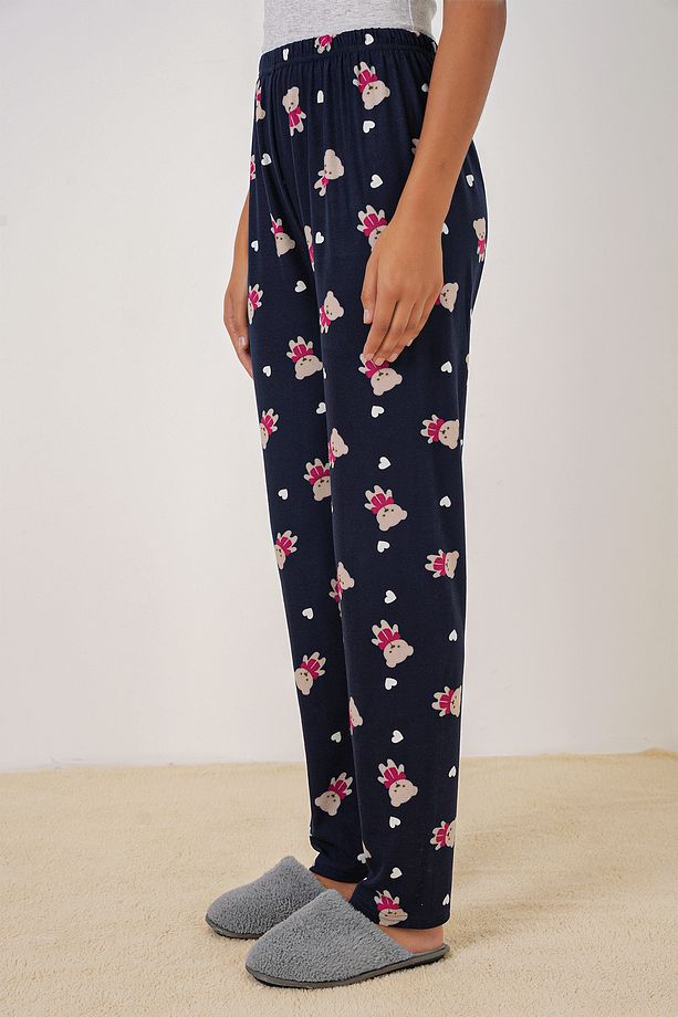 4323 Desenli Pijama Altı - L. Lacivert - 4