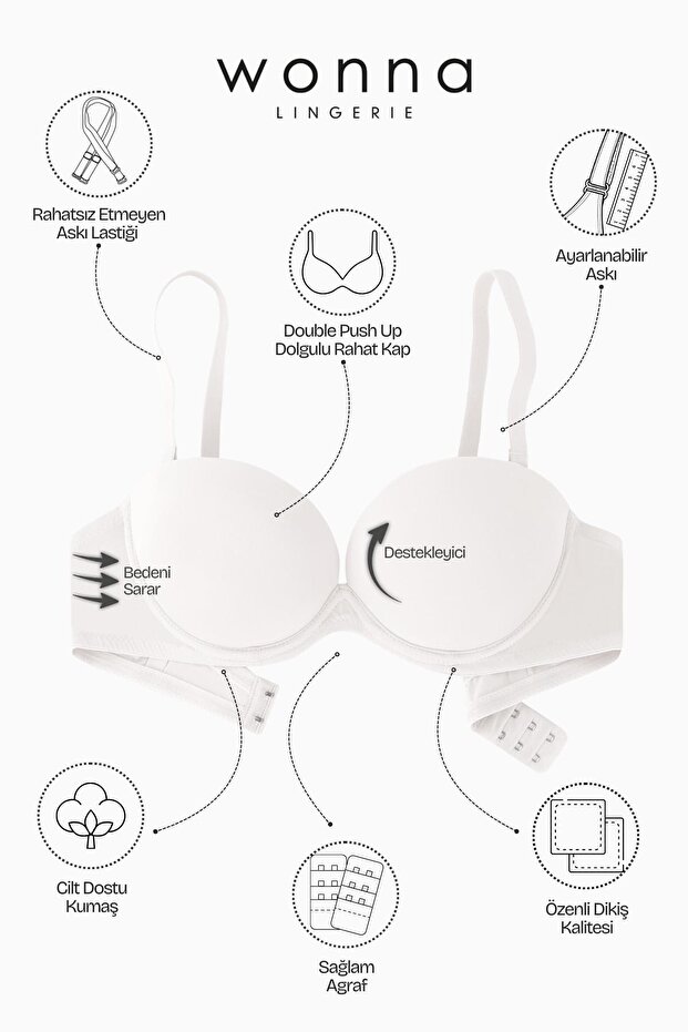 Olympos Micro Bra with Removable Straps - Double Push Up, Extra Padding - Premium Basic - 2498 - Ecru - 5