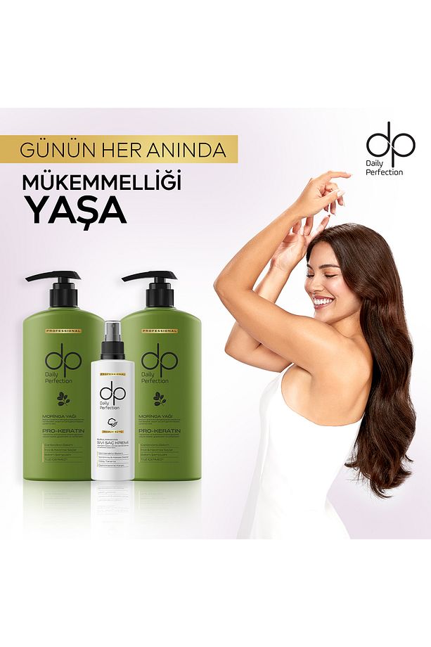 Şampuan Moringa Yağı 425 ml X 2 Adet & Sıvı Saç Bakım Kremi Pamuk Sütü 180 ml Set - 4