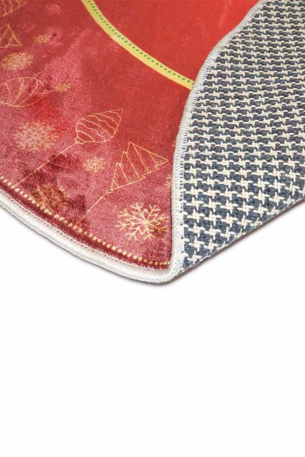 Yılbaşı Ağacı Altı Örtüsü, Çam Ağacı Ayak Halısı Örtüsü, Çamlı Desen, Dokuma Taban 100x100 Cm - 4