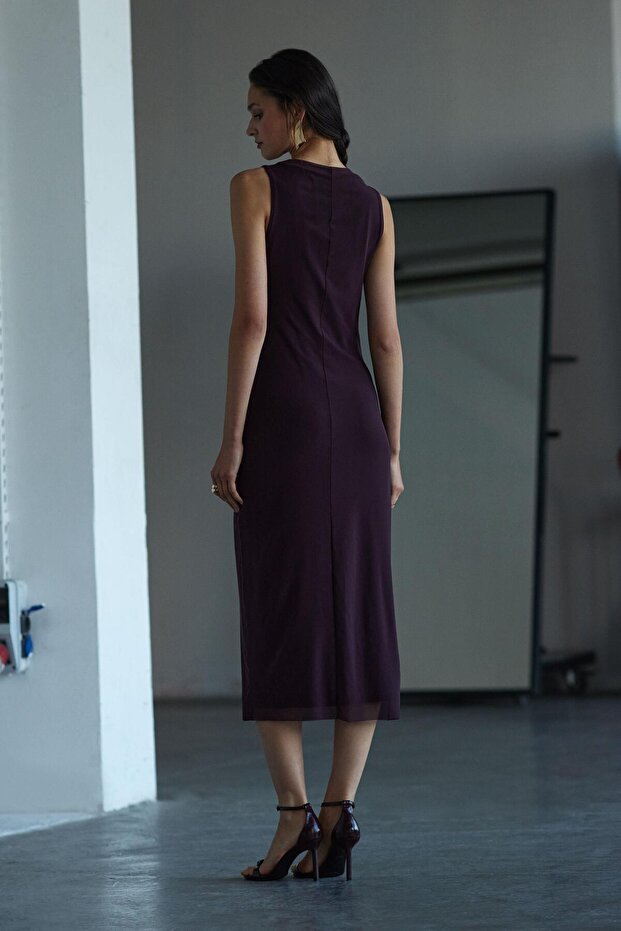 Drapeli Tül Elbise - 2