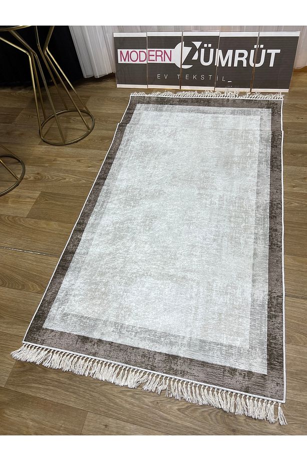 Dijital Baskılı Makinede Yıkanabilir Dot Taban Halı Sahra Kahve - 4