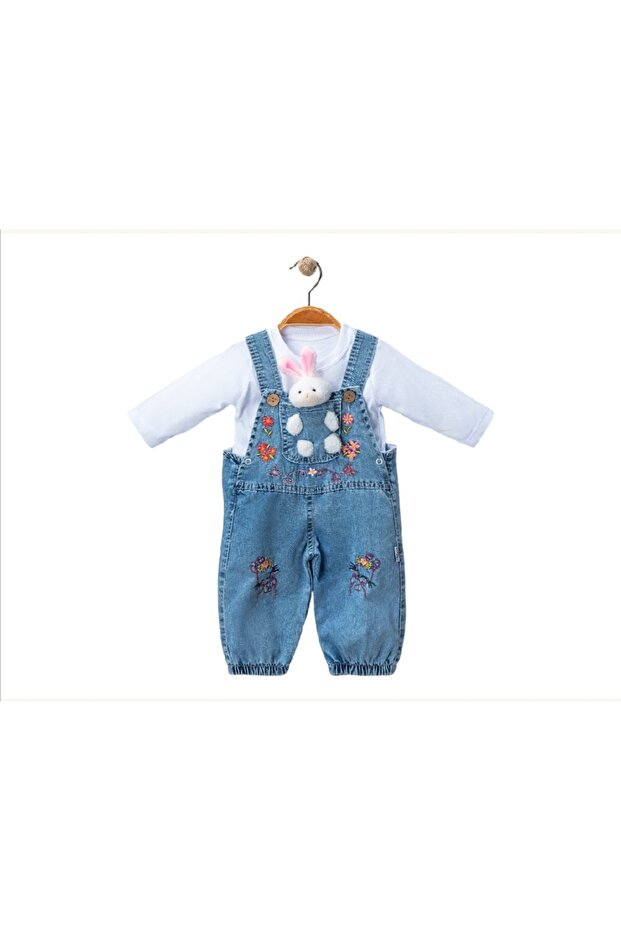 Baby Girl Toy Rabbit Denim Slopet Jumpsuit