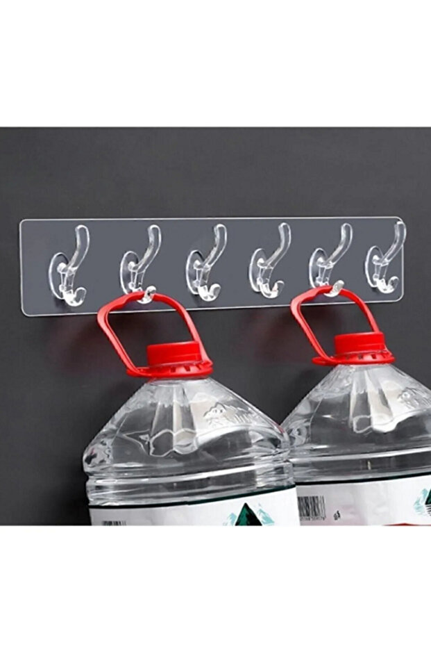 5 ADET 5'li Kendinden-Yapışkanlı-Güçlü-Şeffaf-Askılık- Kapı-Arkası-Mutfak-Duvar-Banyo-ASKI 5 ADET - 2