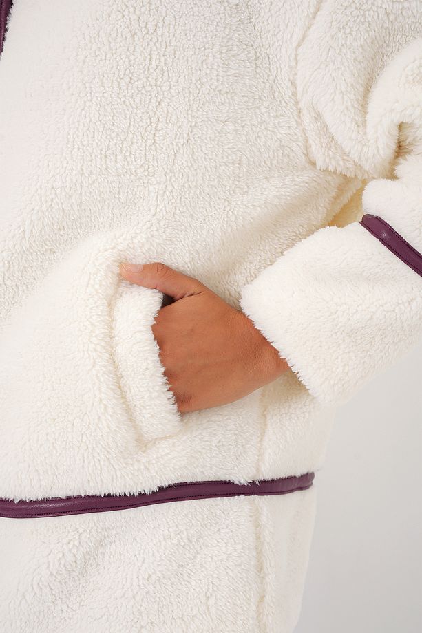 5173 Astarlı Peluş Ceket - Mürdüm - 5
