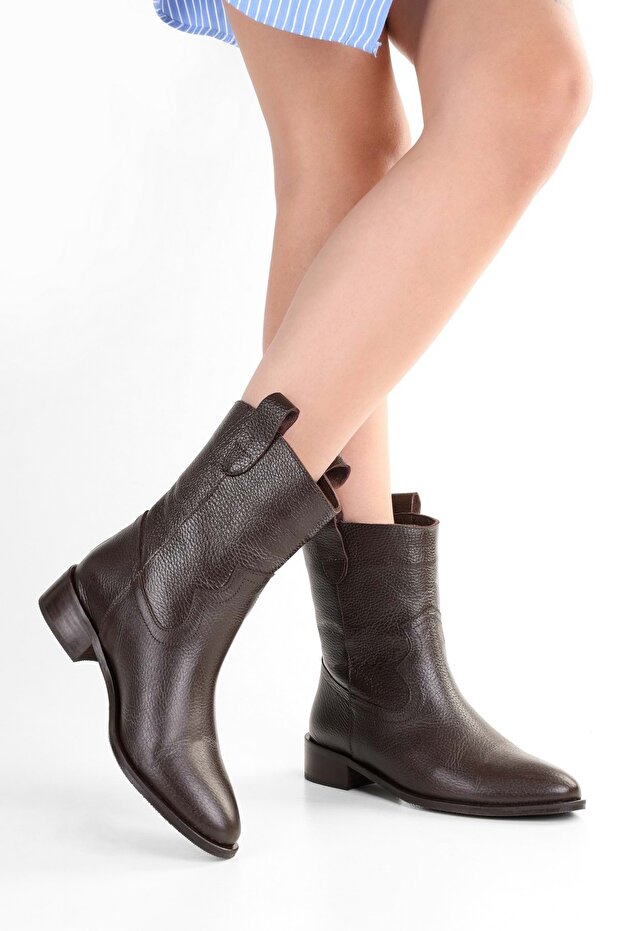 Kadın Hide Kahve Hakiki Deri Bot - 2