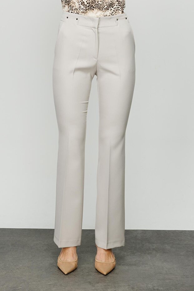 İspanyol Paça Süs Düğmeli Pantolon - 3