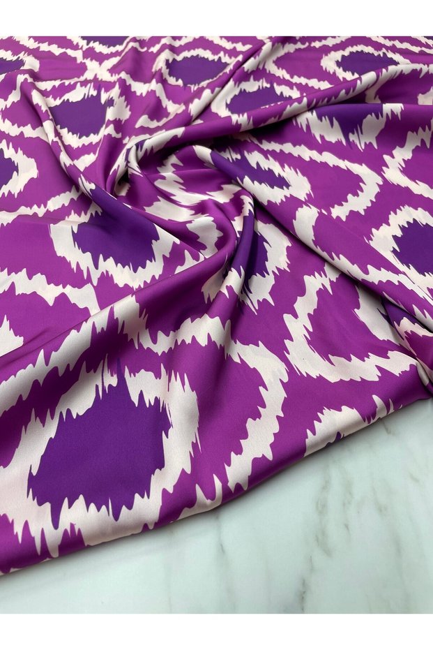 Purple Ikat Pattern Dressmaking Shirtmaking Tivil Satin Fabric Our Product Is Sold by Pieces 1 Piece Is 1 Meter