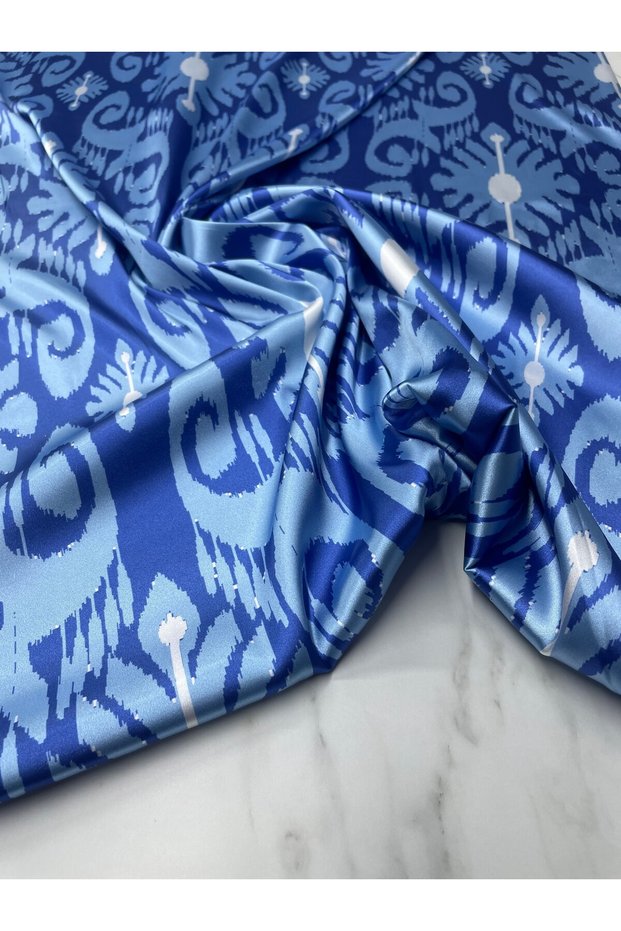Blue Tanji Pattern Dress Shirt Tivil Satin Fabric Our Product Is Sold in Pieces 1 Piece 1 Meter