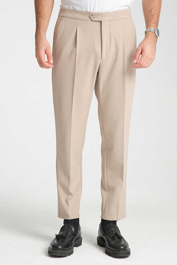 Men's Elastic Waist Thick Stamp Look Casual Pants