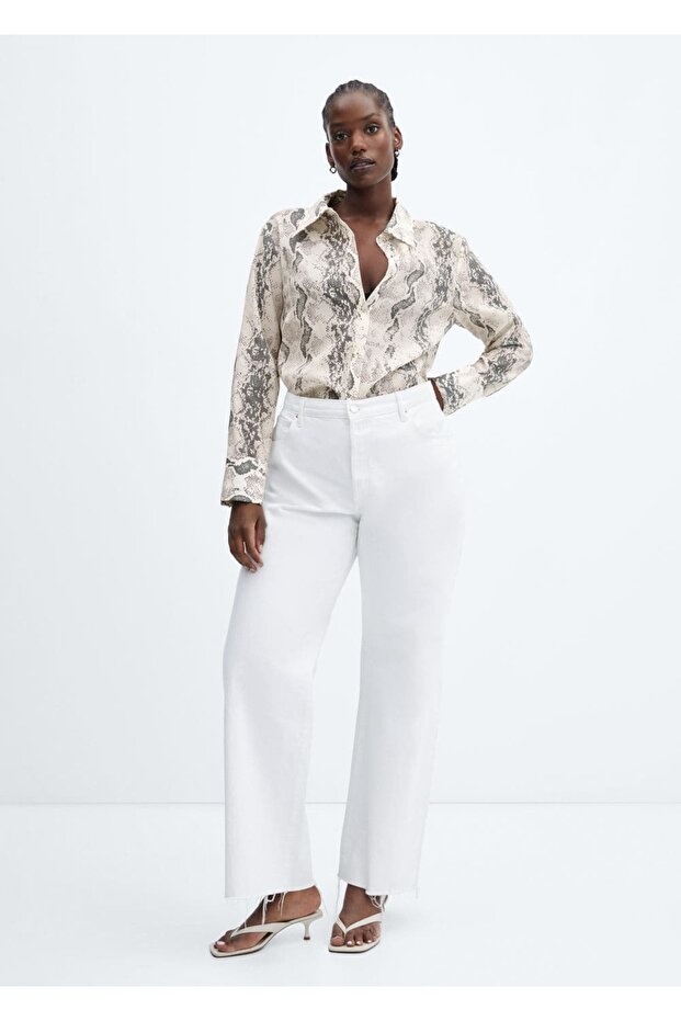 Yılan Desenli Lyocell Gömlek - 7