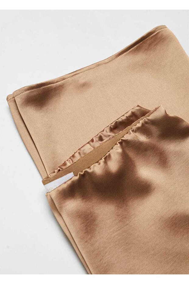 Beli elastik saten pantolon - 5