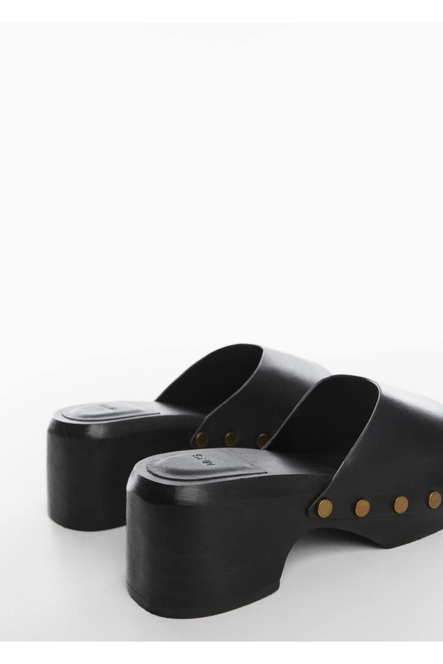 Zımbalı topuklu deri terlik - 5