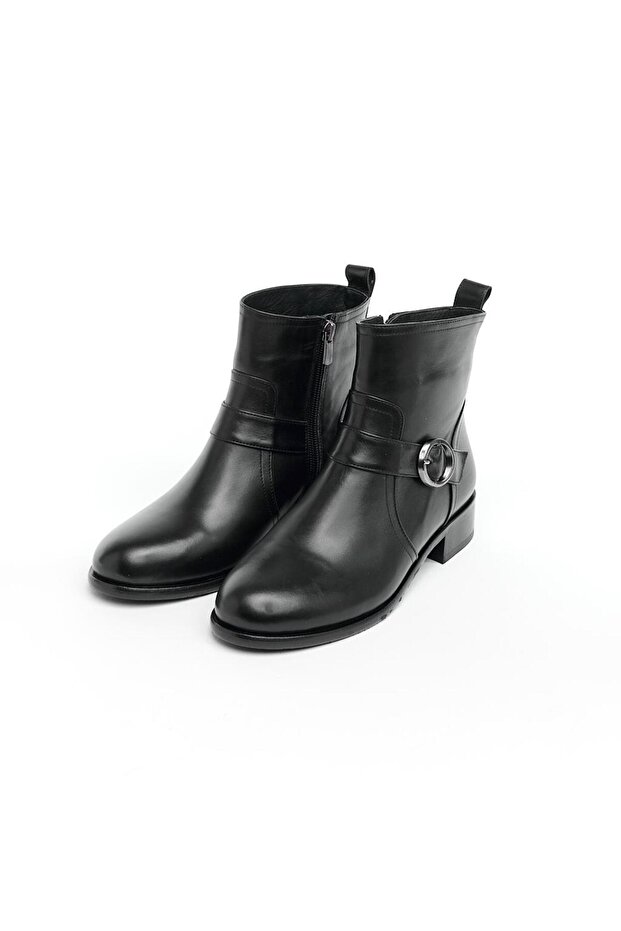 Hakiki Deri Fermuarlı Kadın Bot - 2