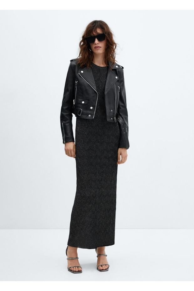 Yırtmaçlı lureks elbise - 2