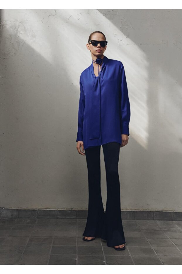 Flared saten pantolon - 5