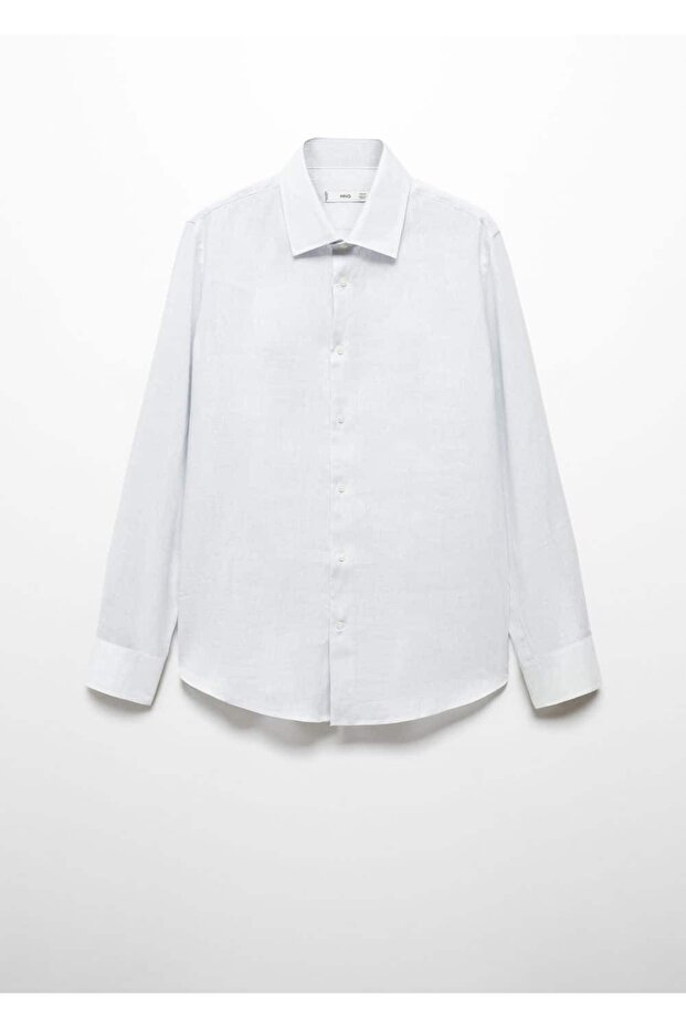 %100 Keten Regular Kesim Gömlek - 3
