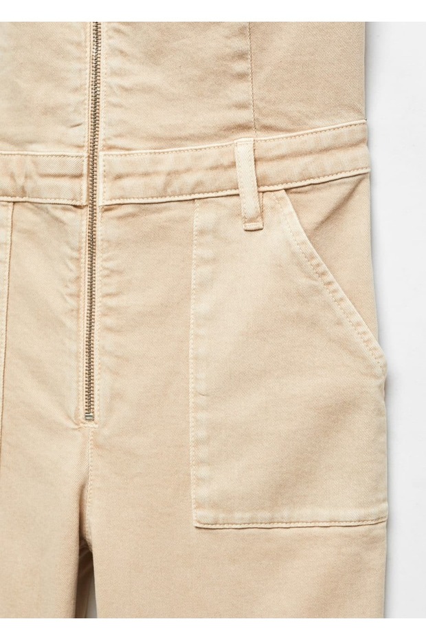 Fermuarlı denim tulum - 5