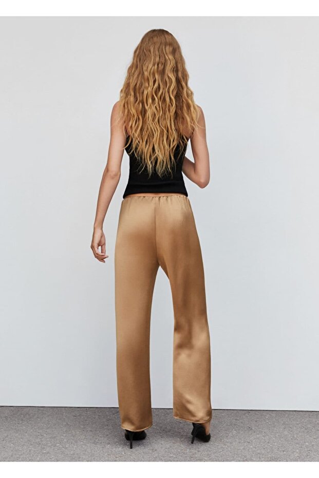 Beli elastik saten pantolon - 4
