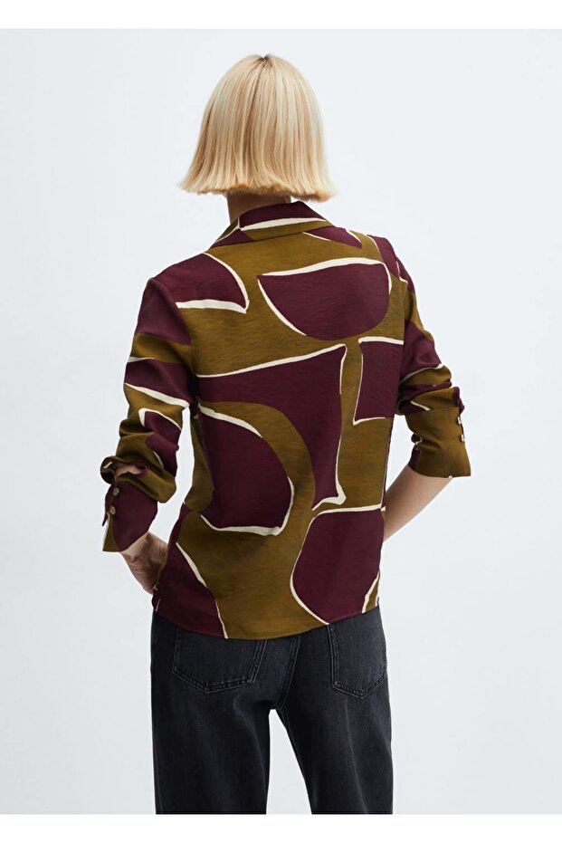 Desenli saten gömlek - 4