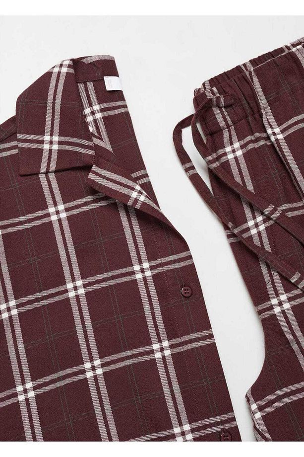 Flanel Ekose Pijama Gömleği - 6