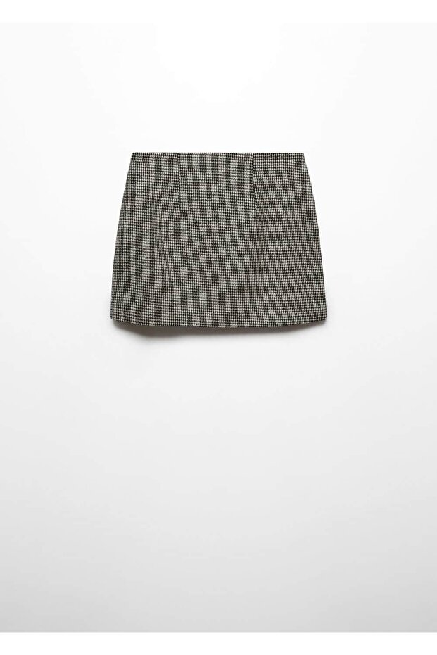Straight Cut Houndstooth Patterned Mini Skirt - 3
