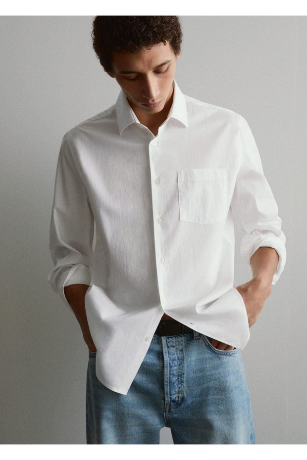Klasik Kesim Poplin Gömlek - 5