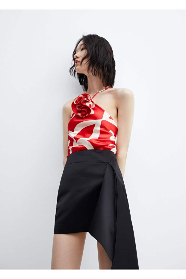 Satinbluse mit dekorativem Blumenmuster - 7