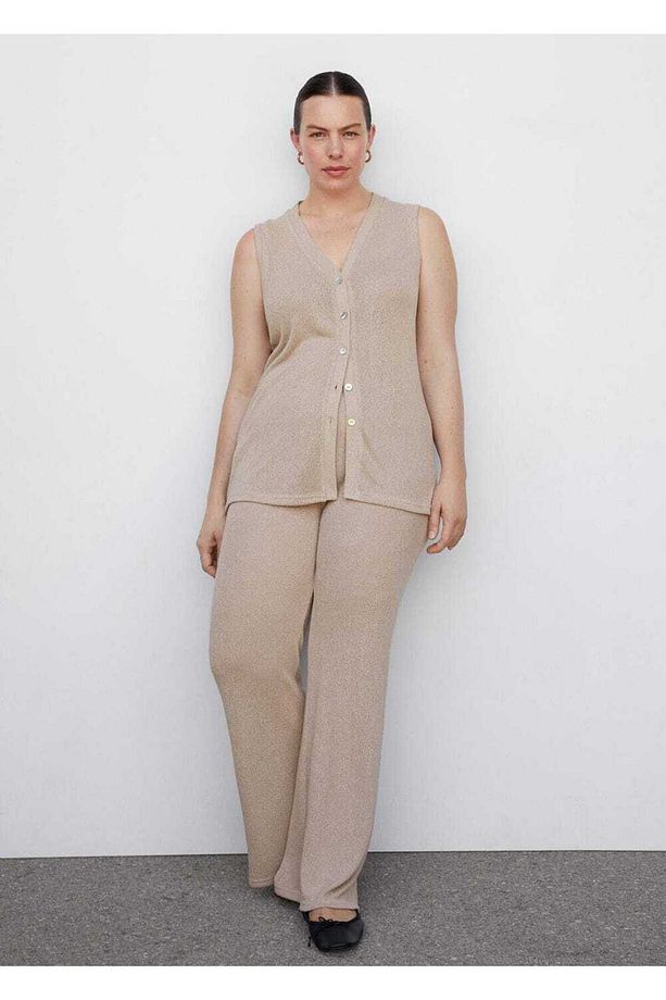 Flared triko pantolon - 8