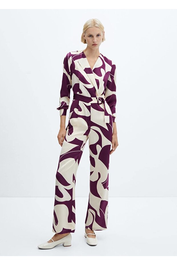 Kemerli desenli tulum - 2