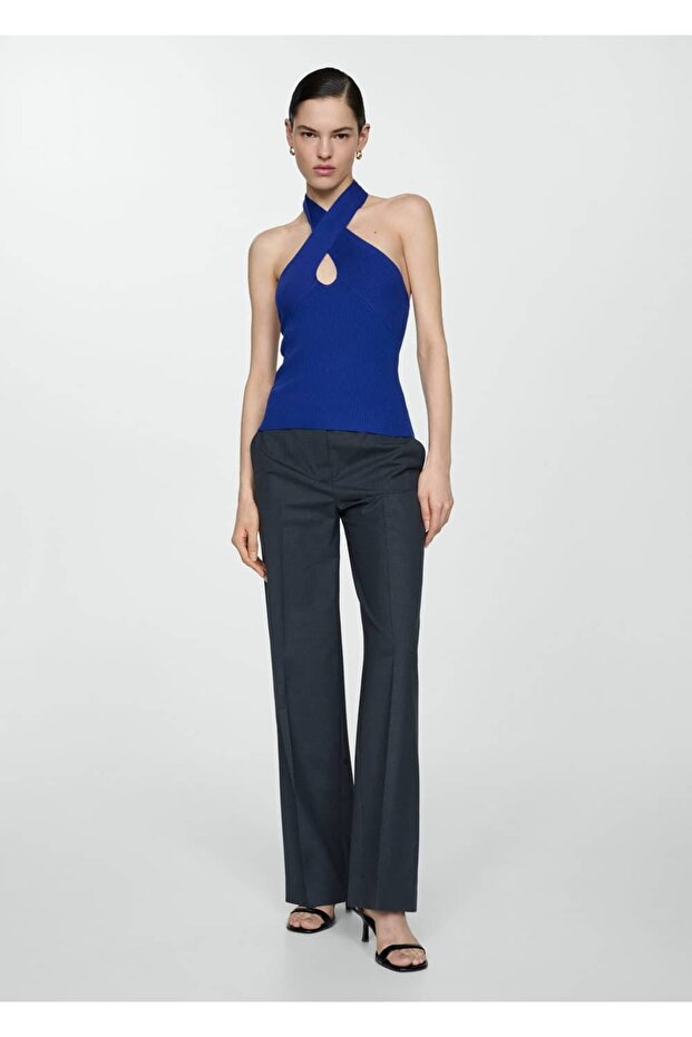 Halter yaka triko bluz - 2