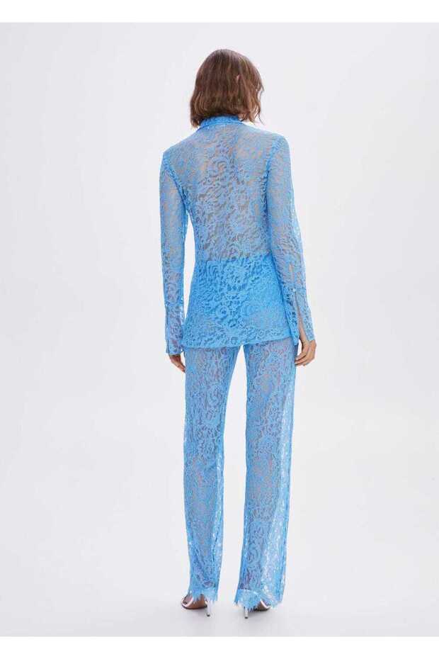 Kuşaklı güpür gömlek - 4