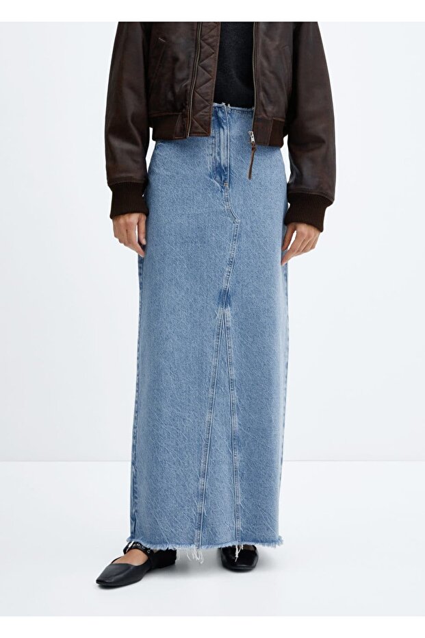 Uzun Denim Etek - 1