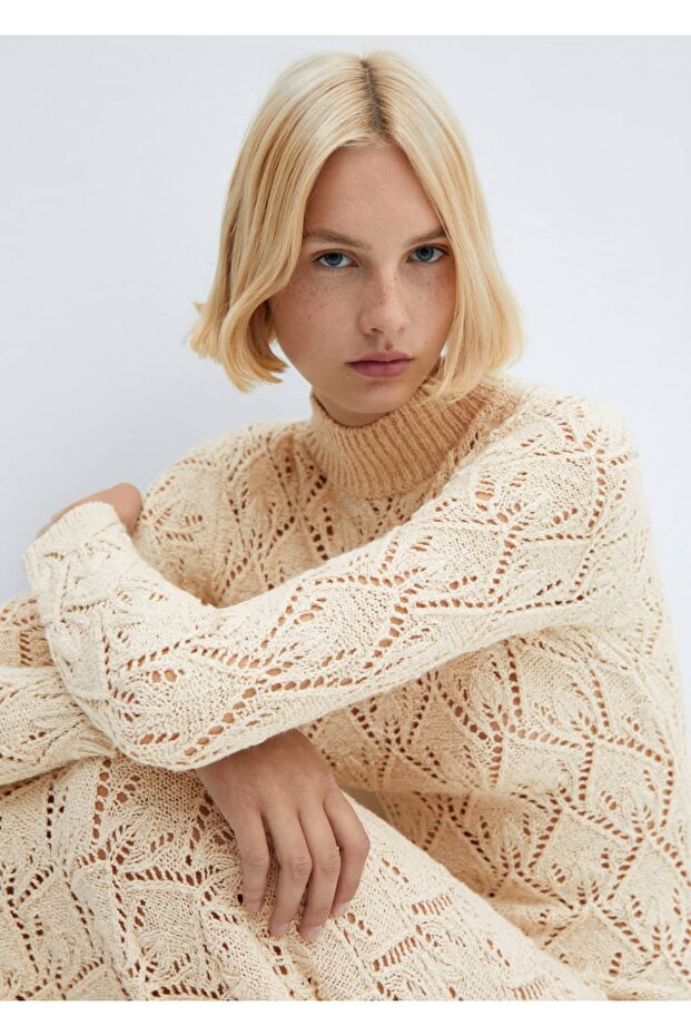 Ajur detaylı örgü elbise - 7