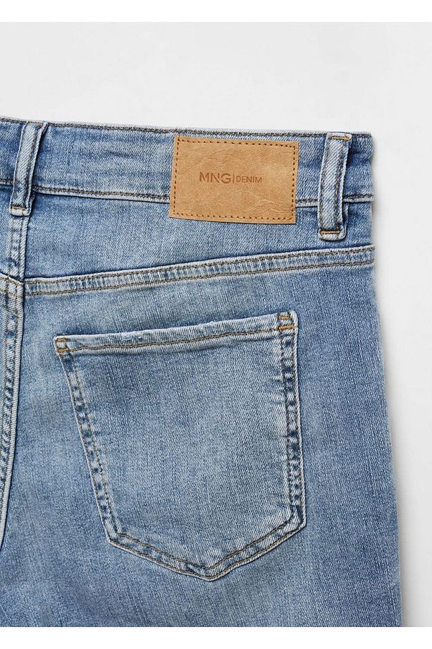 Slim Fit Kot Bermuda Şort - 6