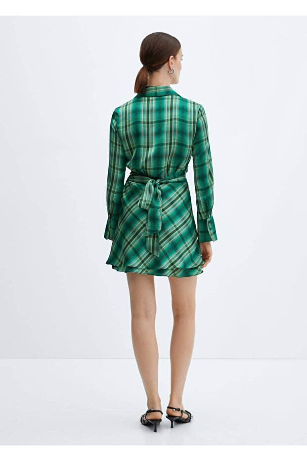 Φόρεμα καρό φιόγκο - 4