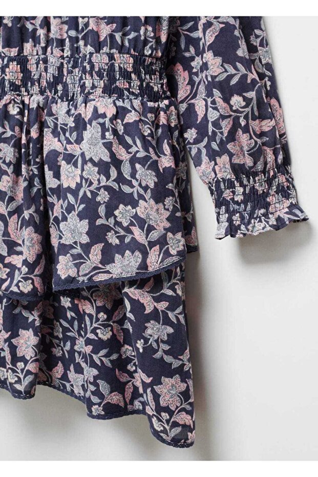 Çiçekli fırfırlı elbise - 5