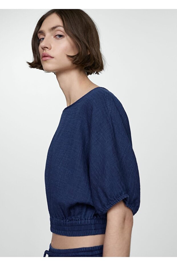 Baumwollbluse mit Puffärmeln - 1