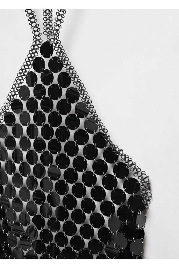 Metalik diskli elbise - 5