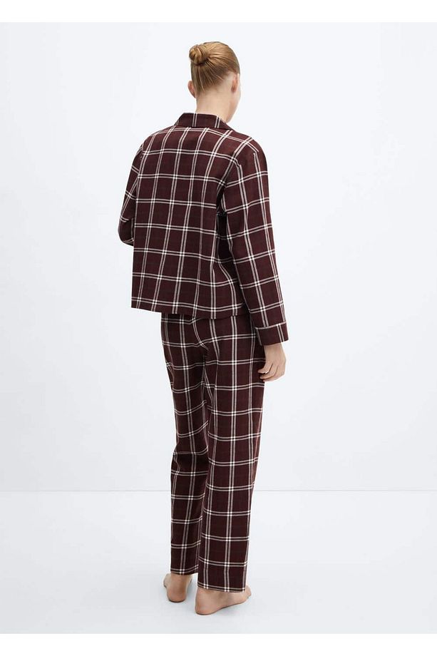 Flanel Ekose Pijama Gömleği - 4