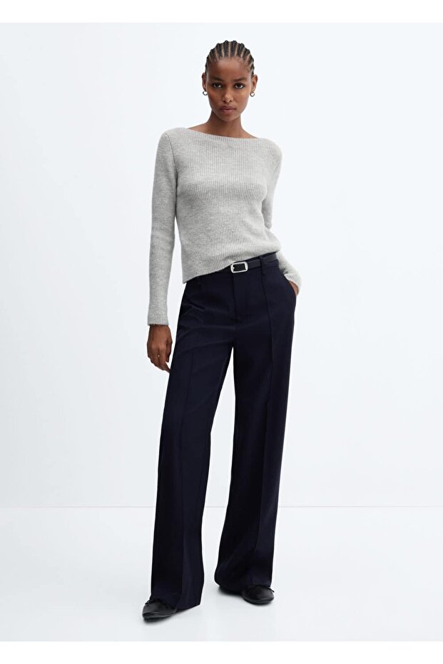 Kayık Yaka Örgü Kazak - 2