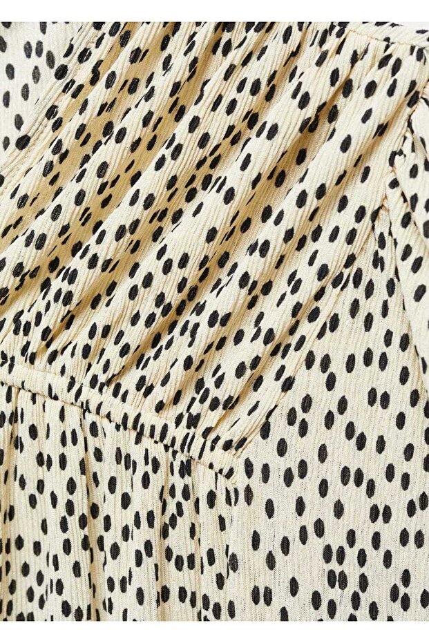 Bağ detaylı desenli bluz - 7