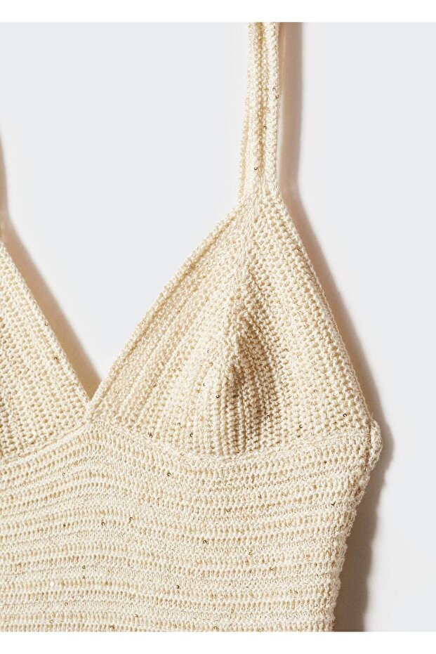 Payet Detaylı Triko Elbise - 7