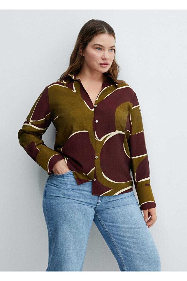 Desenli saten gömlek - 8