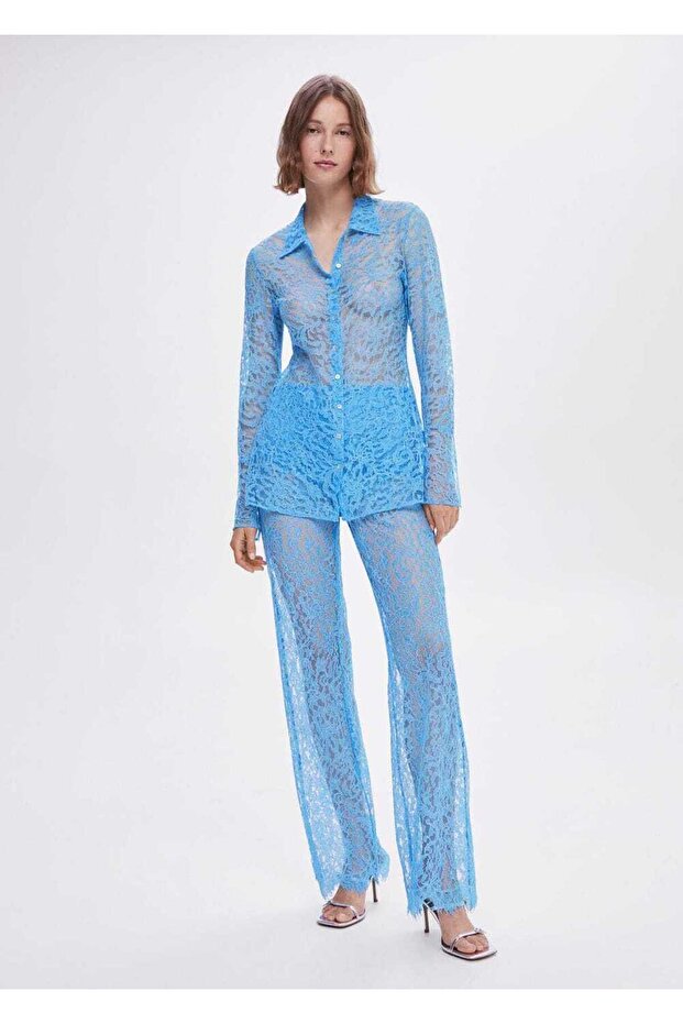 Kuşaklı güpür gömlek - 2