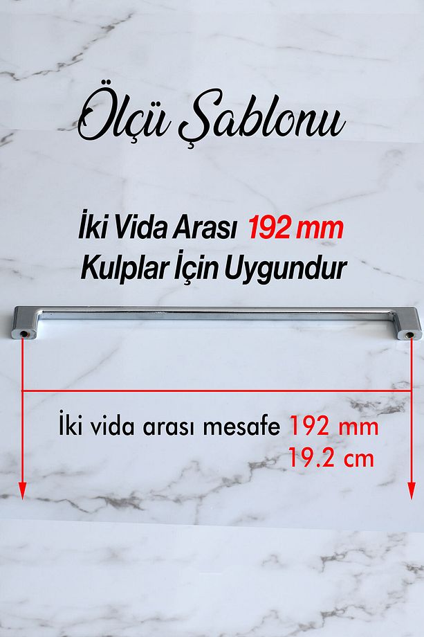 Merve Krom Metal Kulp 192 Mm-19.2 Cm Mobilya Mutfak Çekmece Dolabı Dolap Kapak Kulpları Kulbu Kulpu - 2